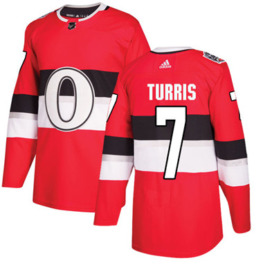 Adidas Senators #7 Kyle Turris Red Authentic 2017 100 Classic Stitched Youth NHL Jersey