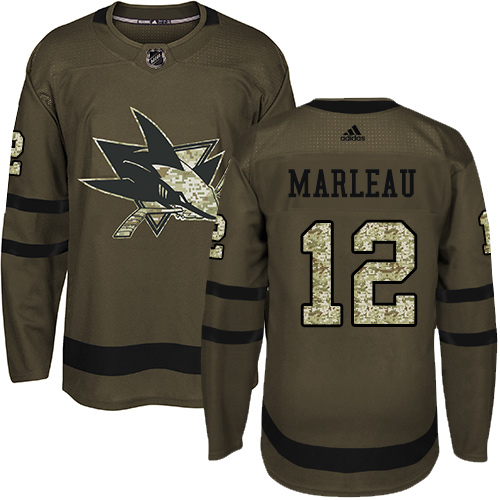 Adidas Sharks #12 Patrick Marleau Green Salute to Service Stitched Youth NHL Jersey