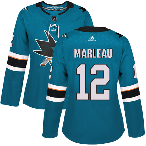 Adidas Sharks #12 Patrick Marleau Teal Home Authentic Women's Stitched NHL Jersey