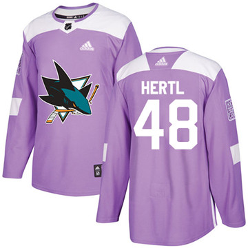 Adidas Sharks #48 Tomas Hertl Purple Authentic Fights Cancer Stitched Youth NHL Jersey