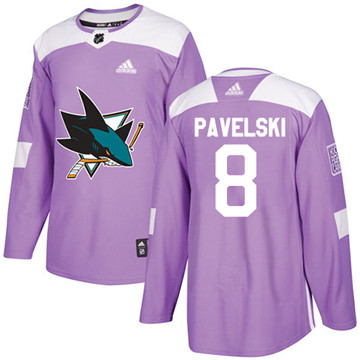 Adidas Sharks #8 Joe Pavelski Purple Authentic Fights Cancer Stitched Youth NHL Jersey