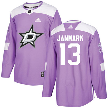 Adidas Stars #13 Mattias Janmark Purple Authentic Fights Cancer Youth Stitched NHL Jersey