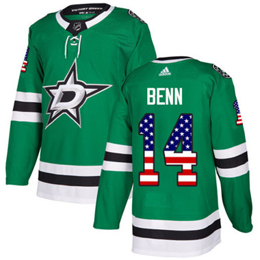 Adidas Stars #14 Jamie Benn Green Home Authentic USA Flag Youth Stitched NHL Jersey