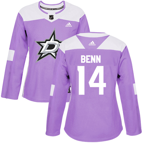 Adidas Stars #14 Jamie Benn Purple Authentic Fights Cancer Women's Stitched NHL Jersey