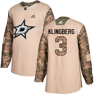 Adidas Stars #3 John Klingberg Camo Authentic 2017 Veterans Day Youth Stitched NHL Jersey
