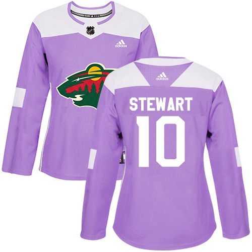 Adidas Wild #10 Chris Stewart Purple Authentic Fights Cancer Women's Stitched NHL Jersey