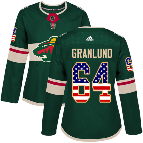 Adidas Wild #64 Mikael Granlund Green Home Authentic USA Flag Women's Stitched NHL Jersey Adidas Wild #64 Mikael Granlund Green Home Authentic USA Flag Women's Stitched NHL Jersey