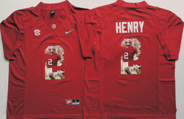 Alabama Crimson Tide 2 Derrick Henry Red With Silver Logo Portrait Number College Jersey Alabama Crimson Tide 2 Derrick Henry Red With Silver Logo Portrait Number College Jersey