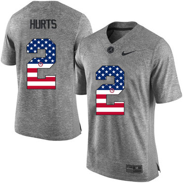 Alabama Crimson Tide 2 Jalen Hurts Gray USA Flag College Limited Jersey Alabama Crimson Tide 2 Jalen Hurts Gray USA Flag College Limited Jersey