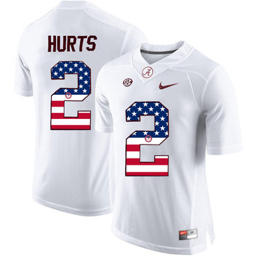 Alabama Crimson Tide 2 Jalen Hurts White USA Flag College Limited Jersey Alabama Crimson Tide 2 Jalen Hurts White USA Flag College Limited Jersey