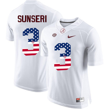 Alabama Crimson Tide 3 Vinnie Sunseri White USA Flag College Limited Jersey
