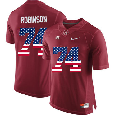 Alabama Crimson Tide 74 Cam Robinson Red USA Flag College Limited Jersey