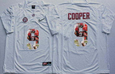 Alabama Crimson Tide 9 Amari Cooper White With Silver Logo Portrait Number College Jersey Alabama Crimson Tide 9 Amari Cooper White With Silver Logo Portrait Number College Jersey