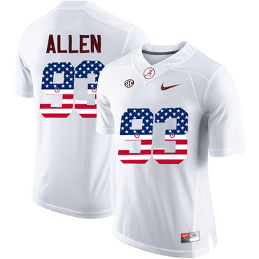 Alabama Crimson Tide 93 Jonathan Allen White USA Flag College Limited Jersey
