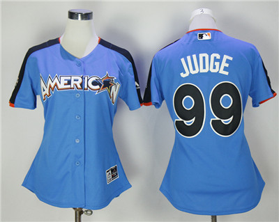 American League Yankees #99 Aaron Judge Blue Women 2017 MLB All-Star Game Home Run Derby Jersey