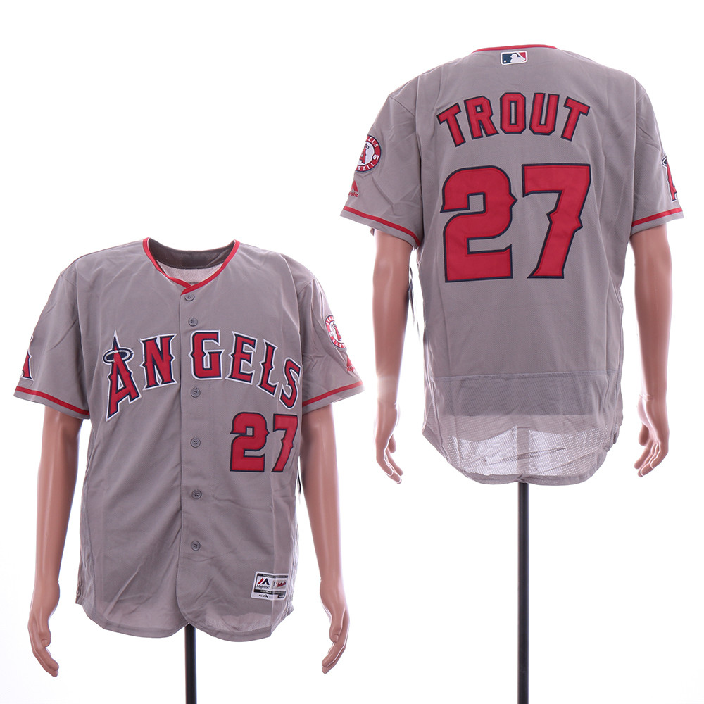 Angels 27 Mike Trout Gray Flexbase Jersey Angels 27 Mike Trout Gray Flexbase Jersey