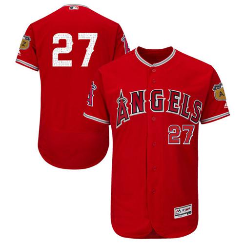 Angels of Anaheim #27 Mike Trout Red 2017 Spring Training Authentic FlexBase Stitched MLB Jersey