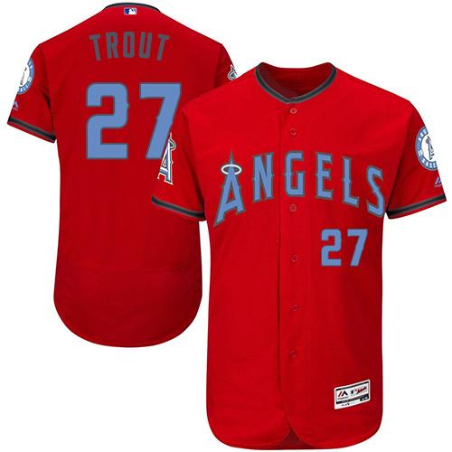 Angels of Anaheim #27 Mike Trout Red Flexbase Authentic Collection 2016 Father's Day Stitched MLB Jersey Angels of Anaheim #27 Mike Trout Red Flexbase Authentic Collection 2016 Father's Day Stitched MLB Jersey