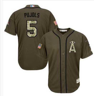 Angels of Anaheim #5 Albert Pujols Green Salute to Service Stitched MLB Jersey