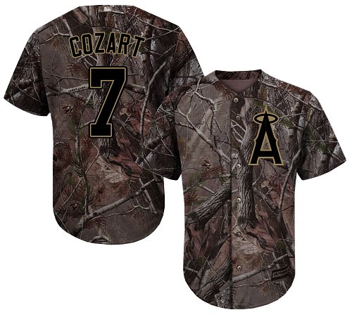 Angels of Anaheim #7 Zack Cozart Camo Realtree Collection Cool Base Stitched Baseball Jersey