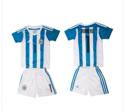 Argentina #1 Romero Home Kid Soccer Country Jersey Argentina #1 Romero Home Kid Soccer Country Jersey