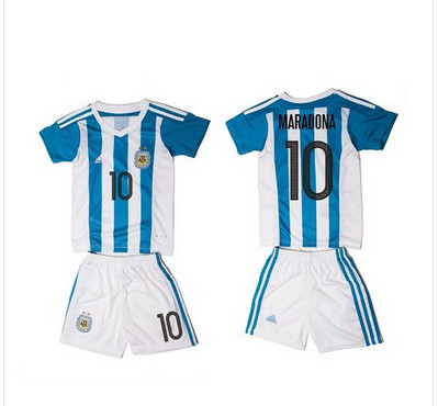Argentina #10 Maradona Home Kid Soccer Country Jersey