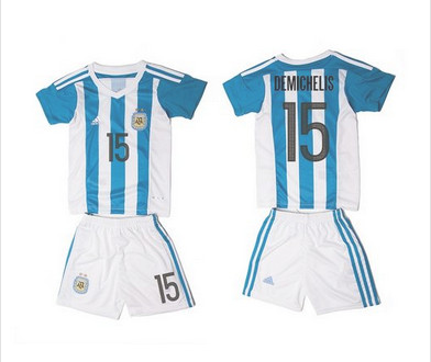 Argentina #15 Demichelis Home Kid Soccer Country Jersey Argentina #15 Demichelis Home Kid Soccer Country Jersey