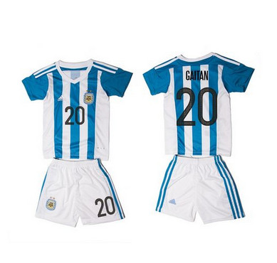 Argentina #20 Gaitan Home Kid Soccer Country Jersey