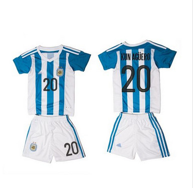 Argentina #20 Kun Aguero Home Kid Soccer Country Jersey Argentina #20 Kun Aguero Home Kid Soccer Country Jersey