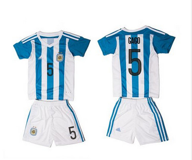 Argentina #5 Gago Home Kid Soccer Country Jersey Argentina #5 Gago Home Kid Soccer Country Jersey