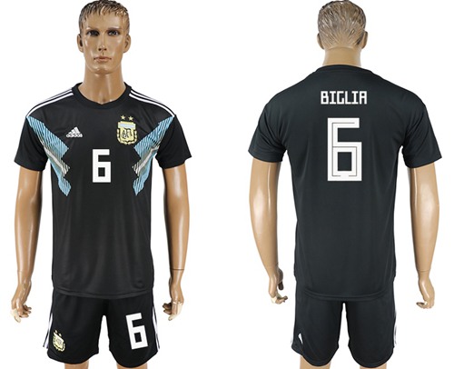 Argentina #6 Biglia Away Soccer Country Jersey Argentina #6 Biglia Away Soccer Country Jersey