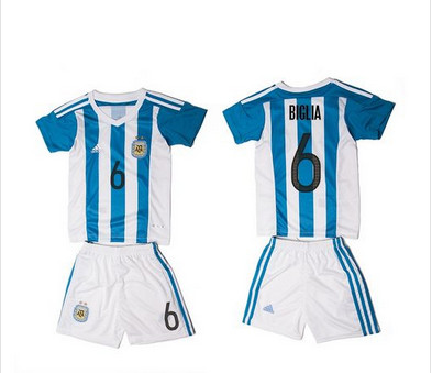 Argentina #6 Biglia Home Kid Soccer Country Jersey