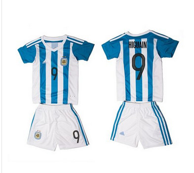 Argentina #9 Higuain Home Kid Soccer Country Jersey