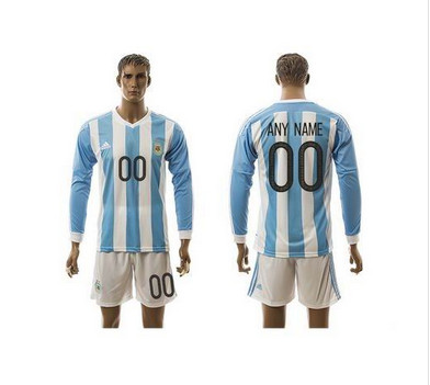 Argentina Personalized Home Long Sleeve Soccer Country Jersey