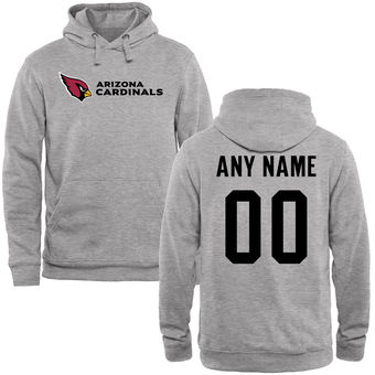 Arizona Cardinals Steel Custom Name & Number Wordmark Pullover Hoodie