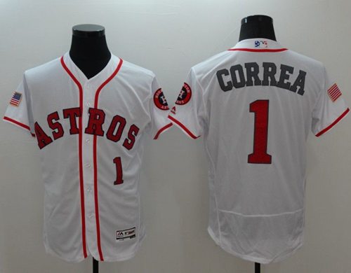 Astros #1 Carlos Correa White Fashion Stars & Stripes Flexbase Authentic Stitched MLB Jersey Astros #1 Carlos Correa White Fashion Stars & Stripes Flexbase Authentic Stitched MLB Jersey