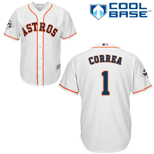 Astros #1 Carlos Correa White New Cool Base 2017 World Series Bound Stitched MLB Jersey