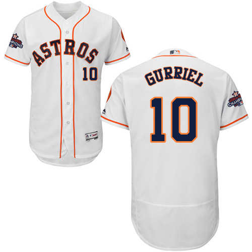 Astros #10 Yuli Gurriel White Flexbase Authentic Collection 2017 World Series Champions Stitched MLB Jersey