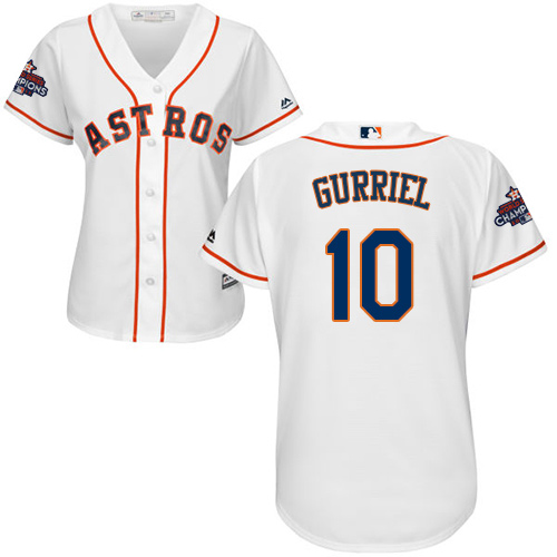 Astros #10 Yuli Gurriel White Home 2017 World Series Champions Women's Stitched MLB Jersey
