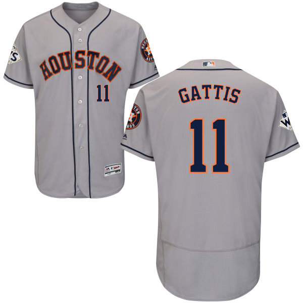 Astros #11 Evan Gattis Grey Flexbase Authentic Collection 2017 World Series Bound Stitched MLB Jersey
