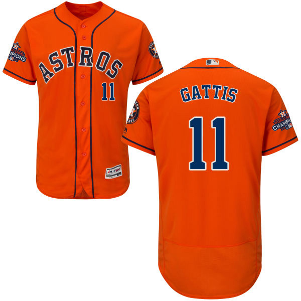 Astros #11 Evan Gattis Orange Flexbase Authentic Collection 2017 World Series Champions Stitched MLB Jersey