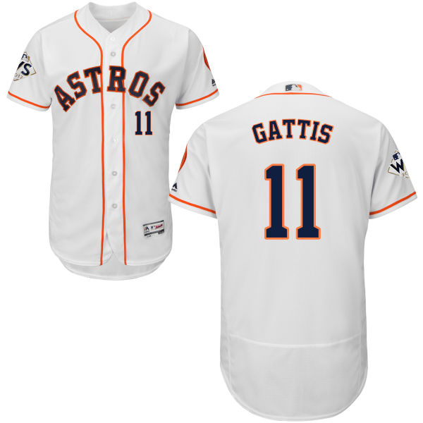 Astros #11 Evan Gattis White Flexbase Authentic Collection 2017 World Series Bound Stitched MLB Jersey