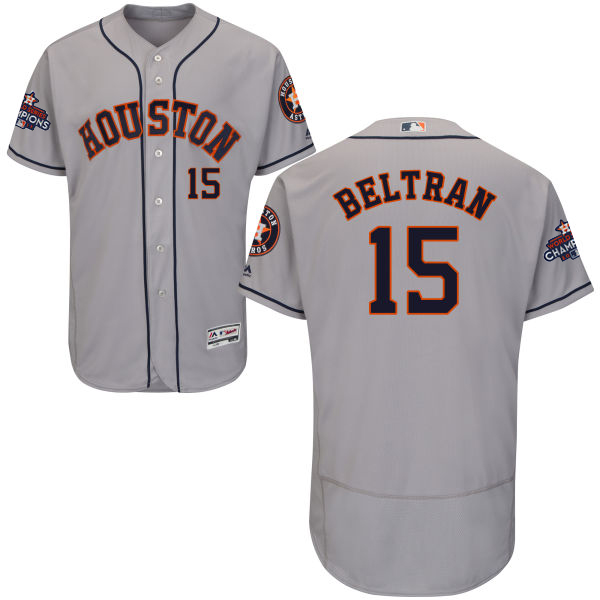 Astros #15 Carlos Beltran Grey Flexbase Authentic Collection 2017 World Series Champions Stitched MLB Jersey