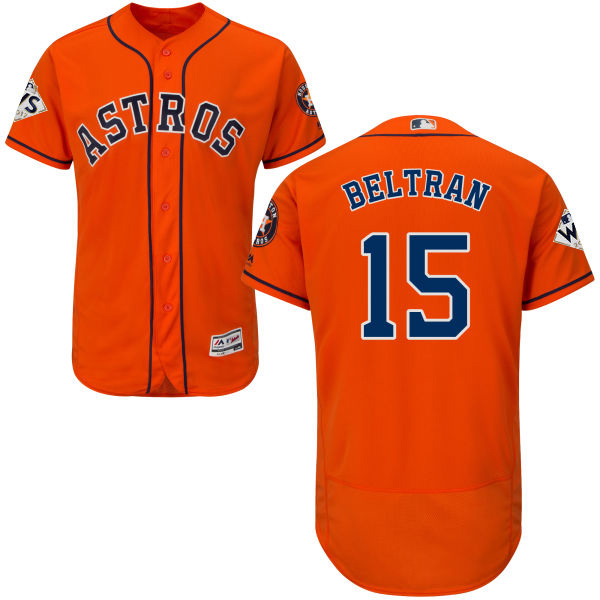 Astros #15 Carlos Beltran Orange Flexbase Authentic Collection 2017 World Series Bound Stitched MLB Jersey