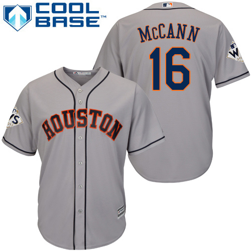 Astros #16 Brian McCann Grey Cool Base 2017 World Series Bound Stitched Youth MLB Jersey Astros #16 Brian McCann Grey Cool Base 2017 World Series Bound Stitched Youth MLB Jersey