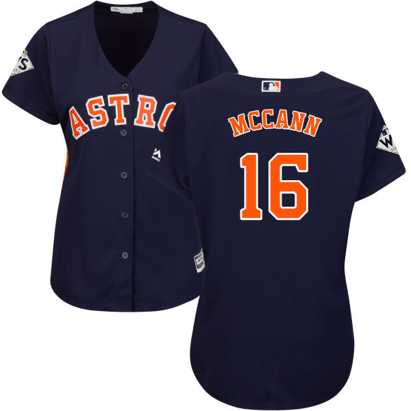 Astros #16 Brian McCann Navy Blue Alternate 2017 World Series Bound Women's Stitched MLB Jersey