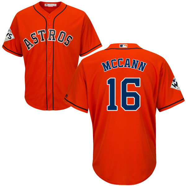 Astros #16 Brian McCann Orange Cool Base 2017 World Series Bound Stitched Youth MLB Jersey