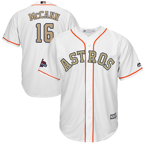 Astros #16 Brian McCann White 2018 Gold Program Cool Base Stitched MLB Jersey Astros #16 Brian McCann White 2018 Gold Program Cool Base Stitched MLB Jersey