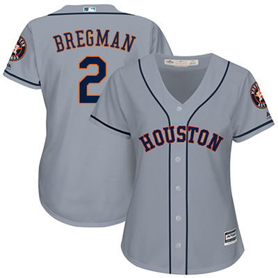 Astros #2 Alex Bregman Grey Road Women's Stitched Baseball Jersey