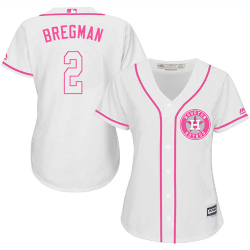 Astros #2 Alex Bregman White Pink Fashion Women's Stitched Baseball Jersey